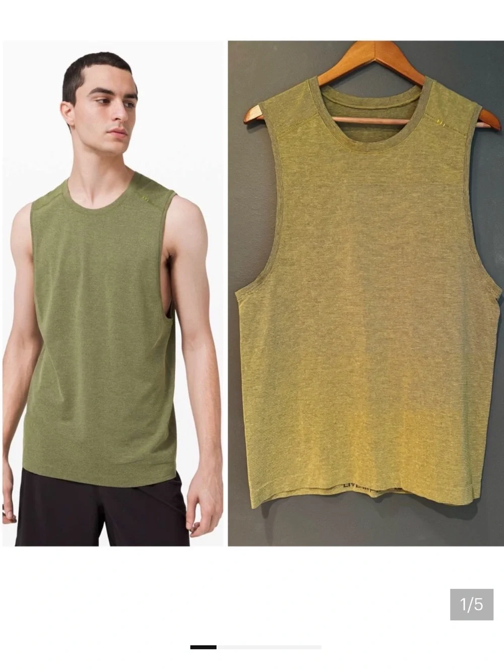 lululemon athletica Men’s Metal Vent Tech Sleeveless Tank — Olive, large